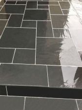 Rectangular Black Slate Tiles for Roofing or Strips, Chinese Cheap Light Black Slate Plate for Wall Cladding or Flooring